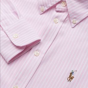 Ralph Lauren pink stripe Oxford slimfit sz 4